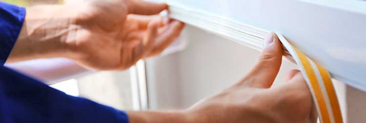 Professional Placing Foam Tape in Glass Window