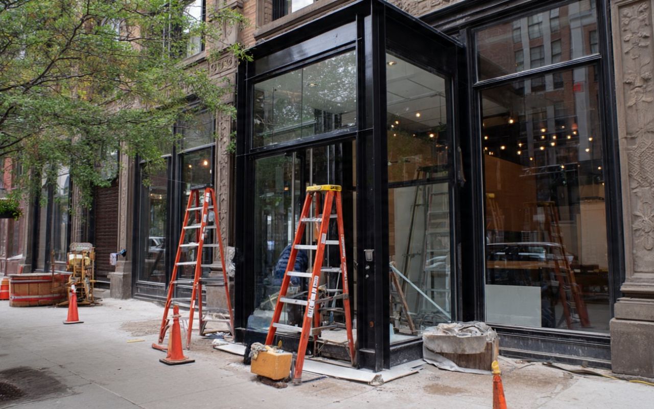 Storefront door repair for Chicago on a busy commercial entry
