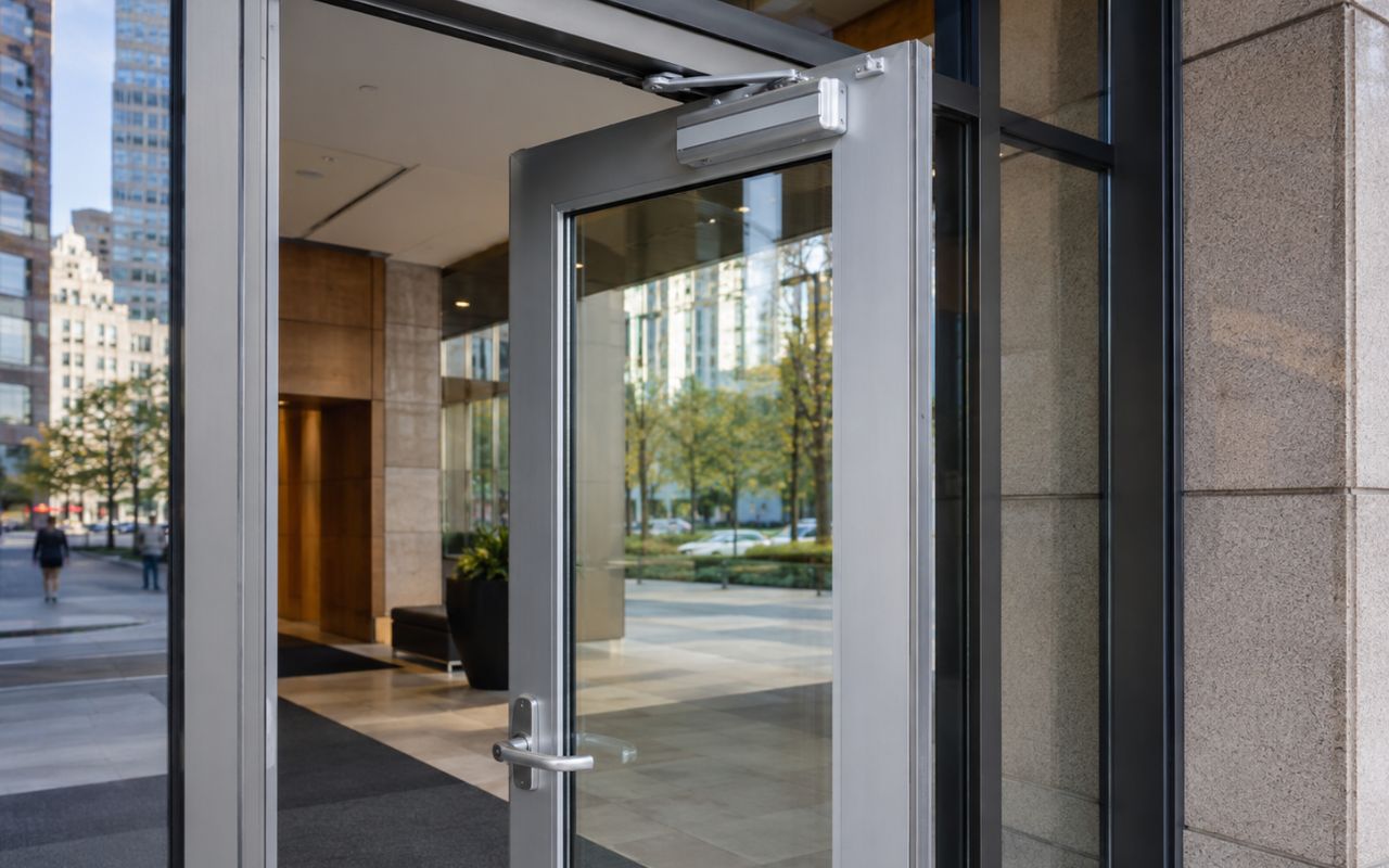 Accessible entrance meeting ADA door closer requirements in Chicago