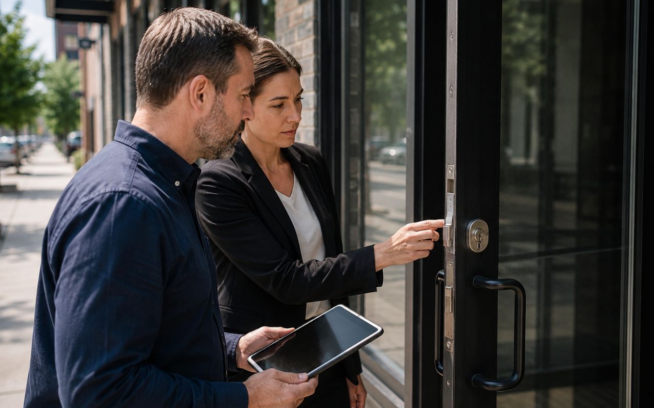 Aluminum storefront option for commercial door upgrades Chicago summer