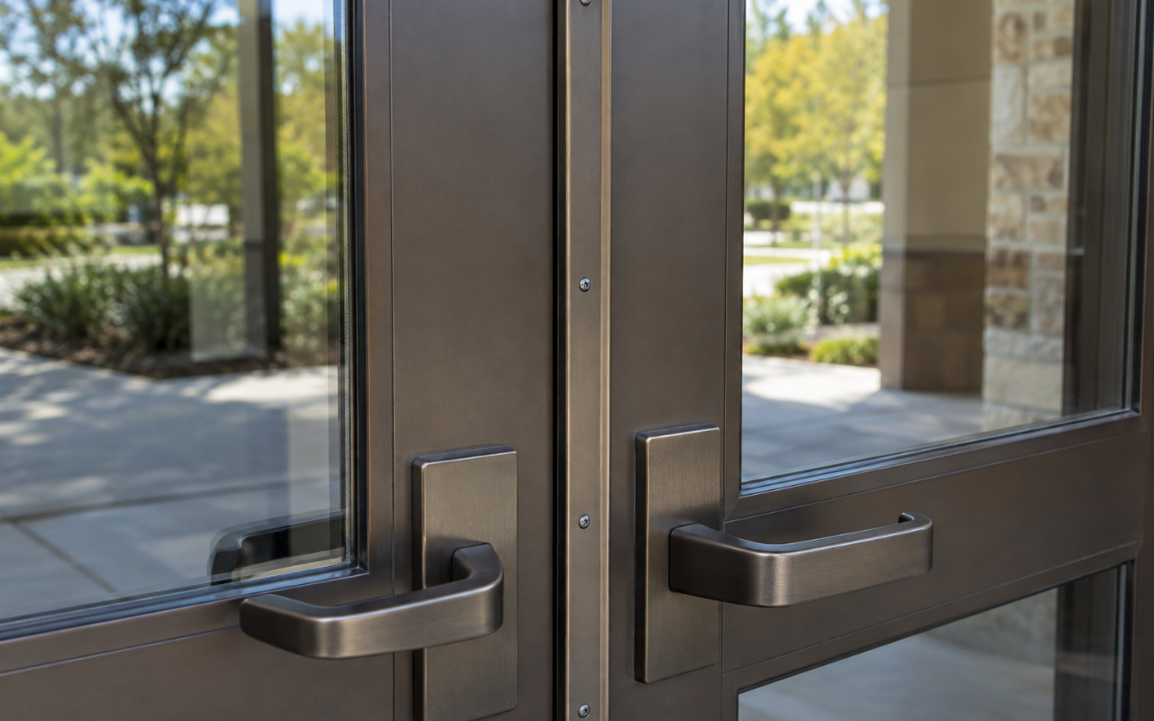 What is a door astragal shown on the meeting stiles of double doors