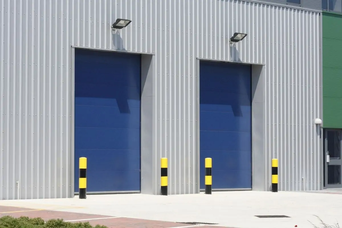 Heavy-duty steel factory doors installed at a Chicago warehouse
